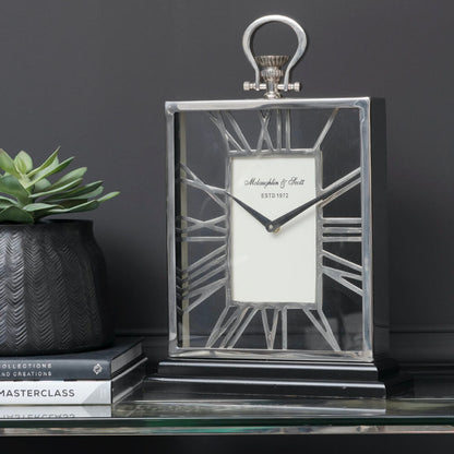 Silver and Black Skeletal Mantel Clock