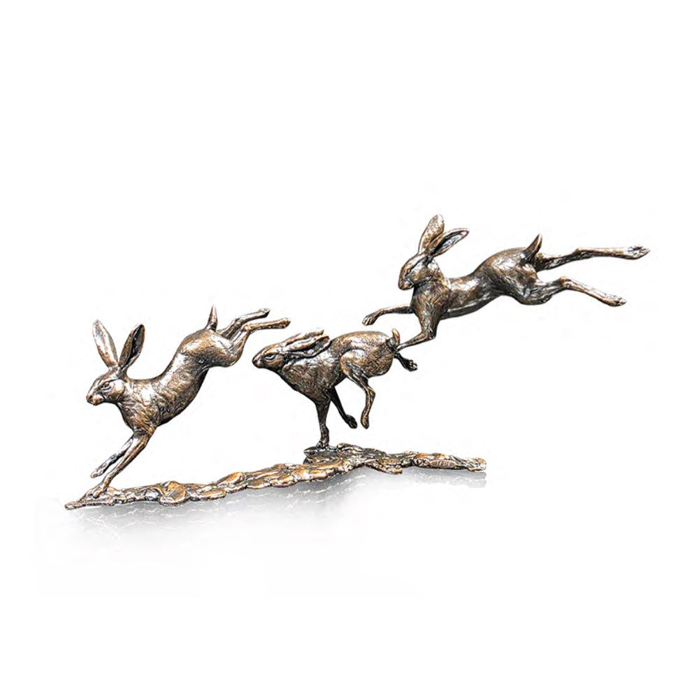 Small Hares Playing Bronze Sculpture by Dean Kendrick – Limited Edition