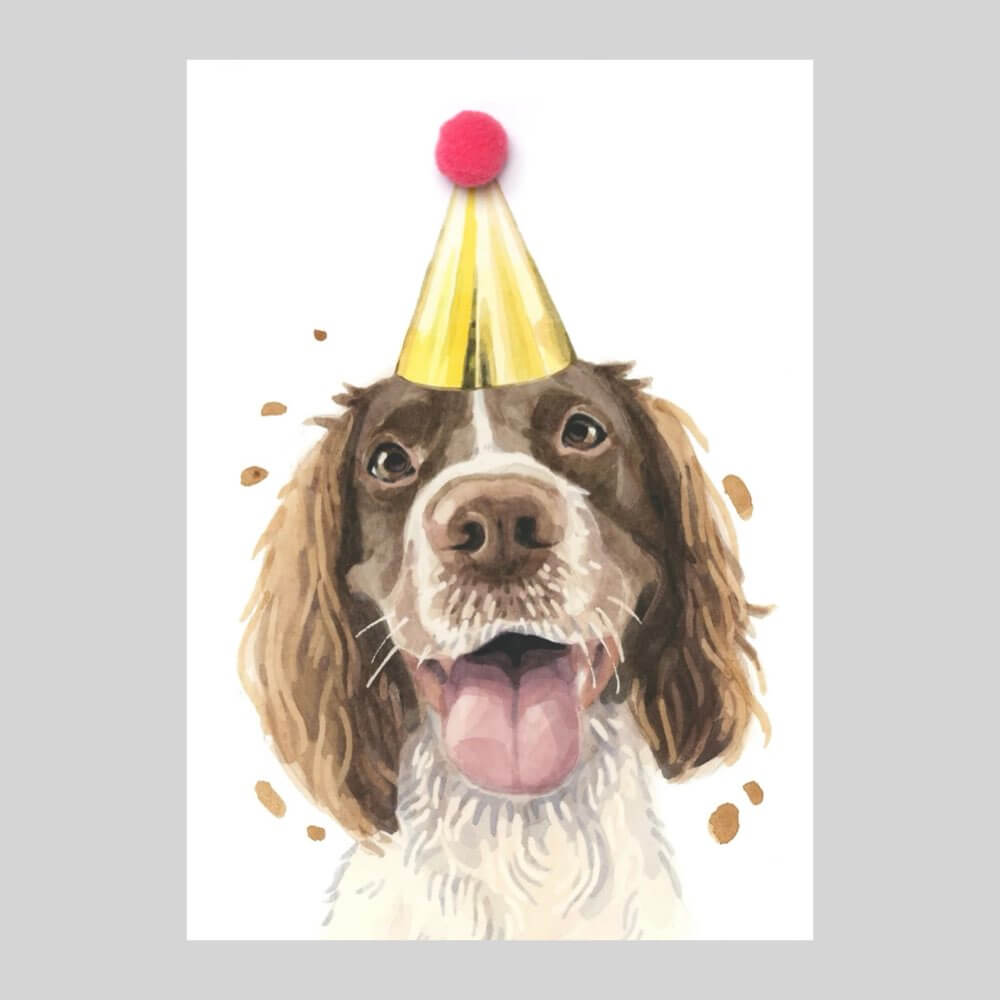 Springer Spaniel Pompom Card