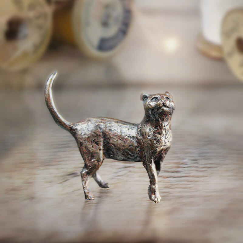 Miniature Bronze Cat Standing | Red Lobster Gallery