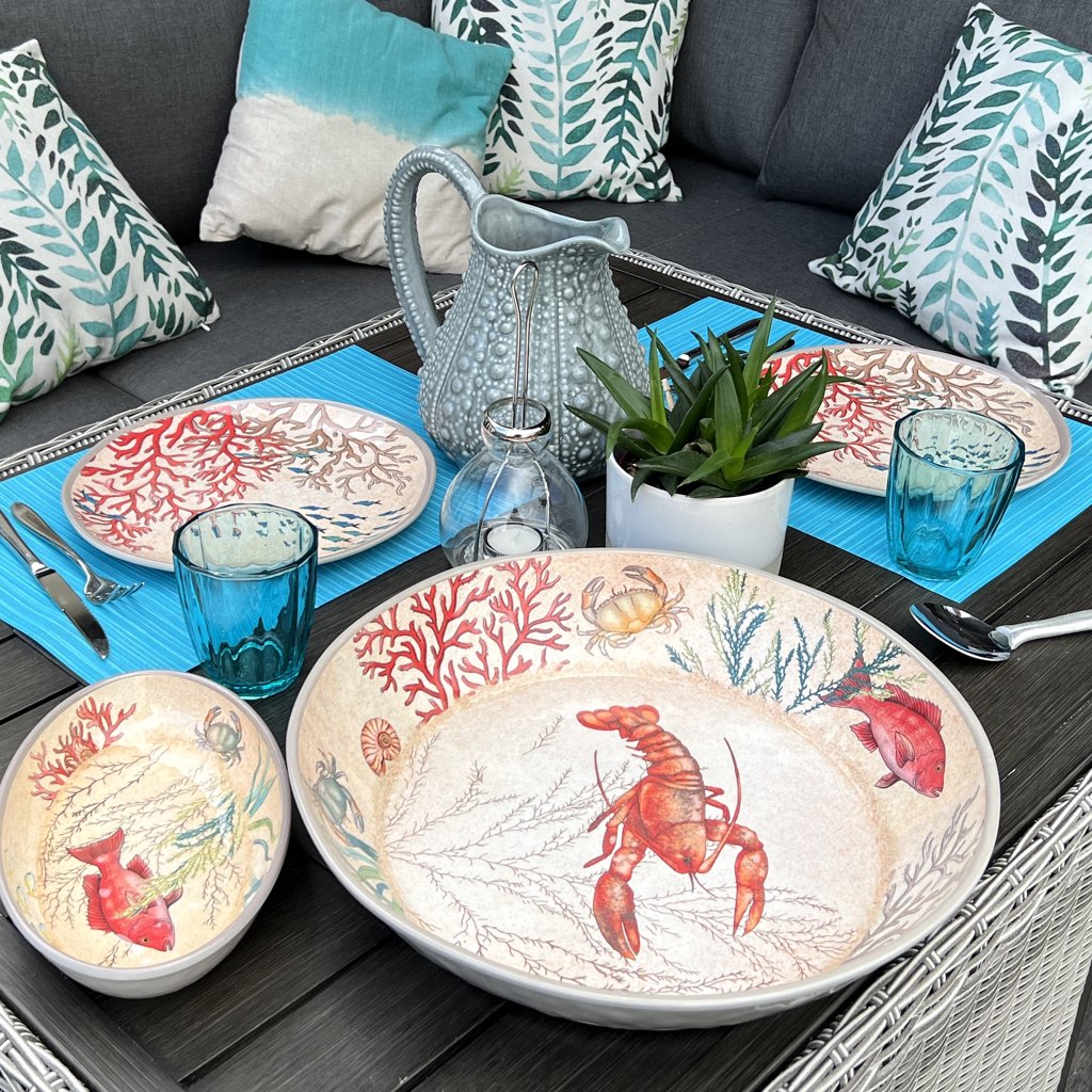 Lobster & Coral Melamine Serving Bowl