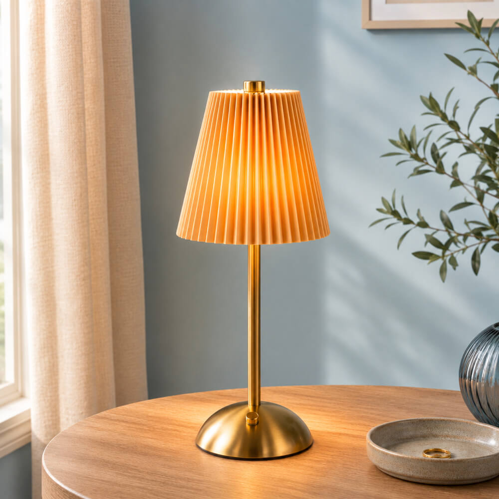 Taupe & Gold Touch Table Lamp