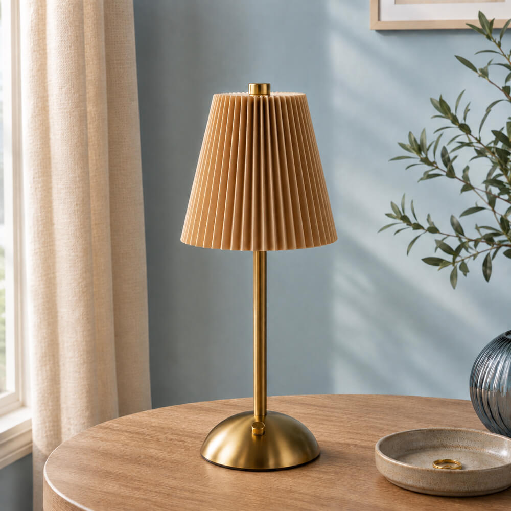 Taupe & Gold Touch Table Lamp