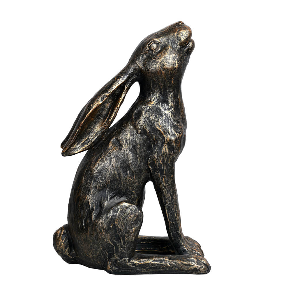 Bronze moon-gazing hare sculpture 