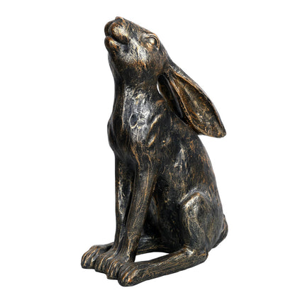 Bronze moon-gazing hare sculpture 