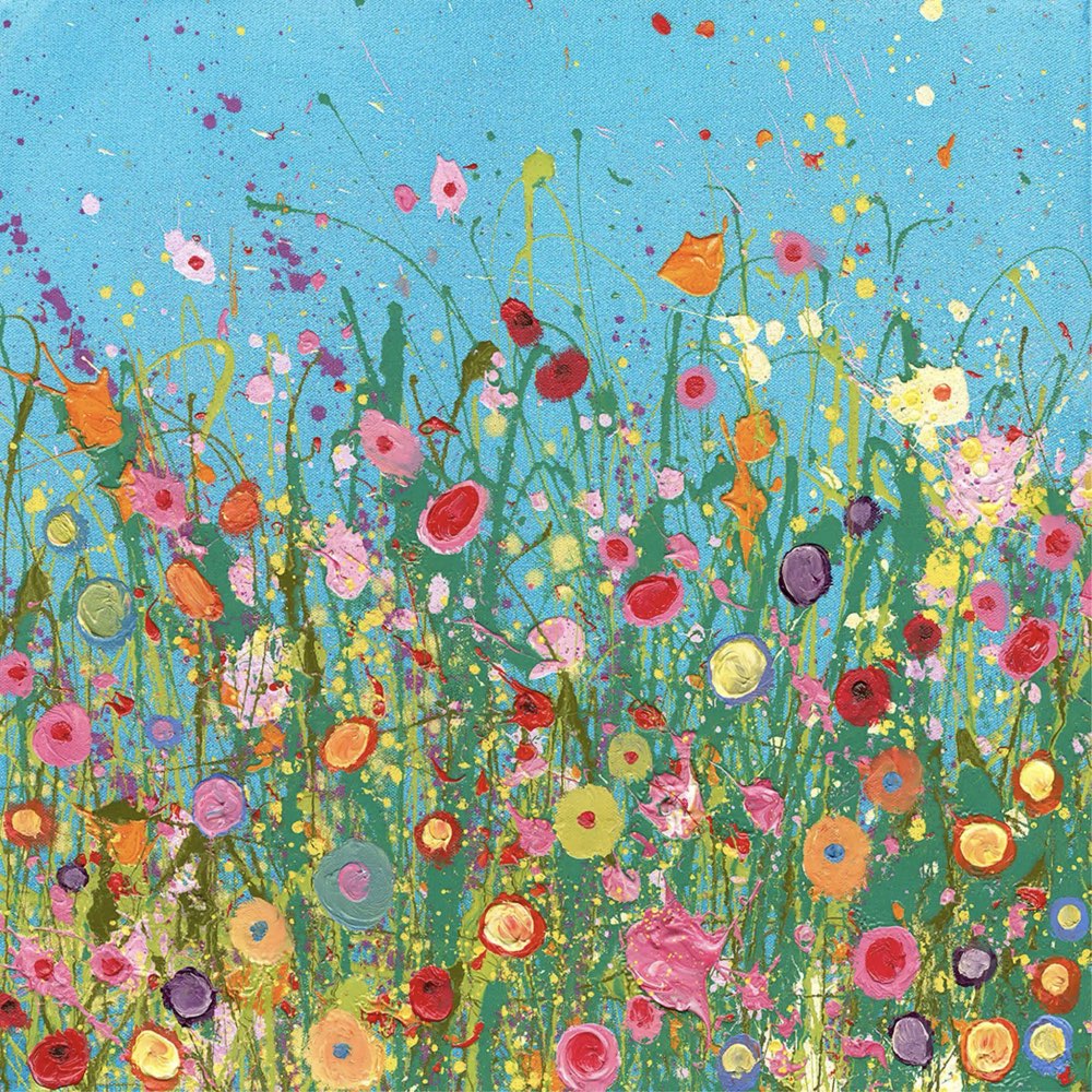 Vibrant blue flower print.