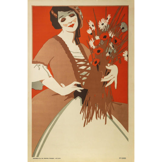 Girl with Bouquet | 1910-1920 Original Vintage Poster