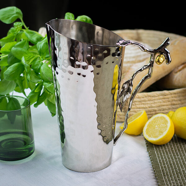 Water Pitcher with Olive Design Handle 