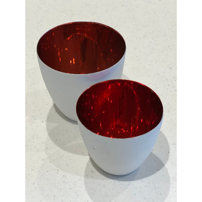 White & Red Porcelain Tea light Holder