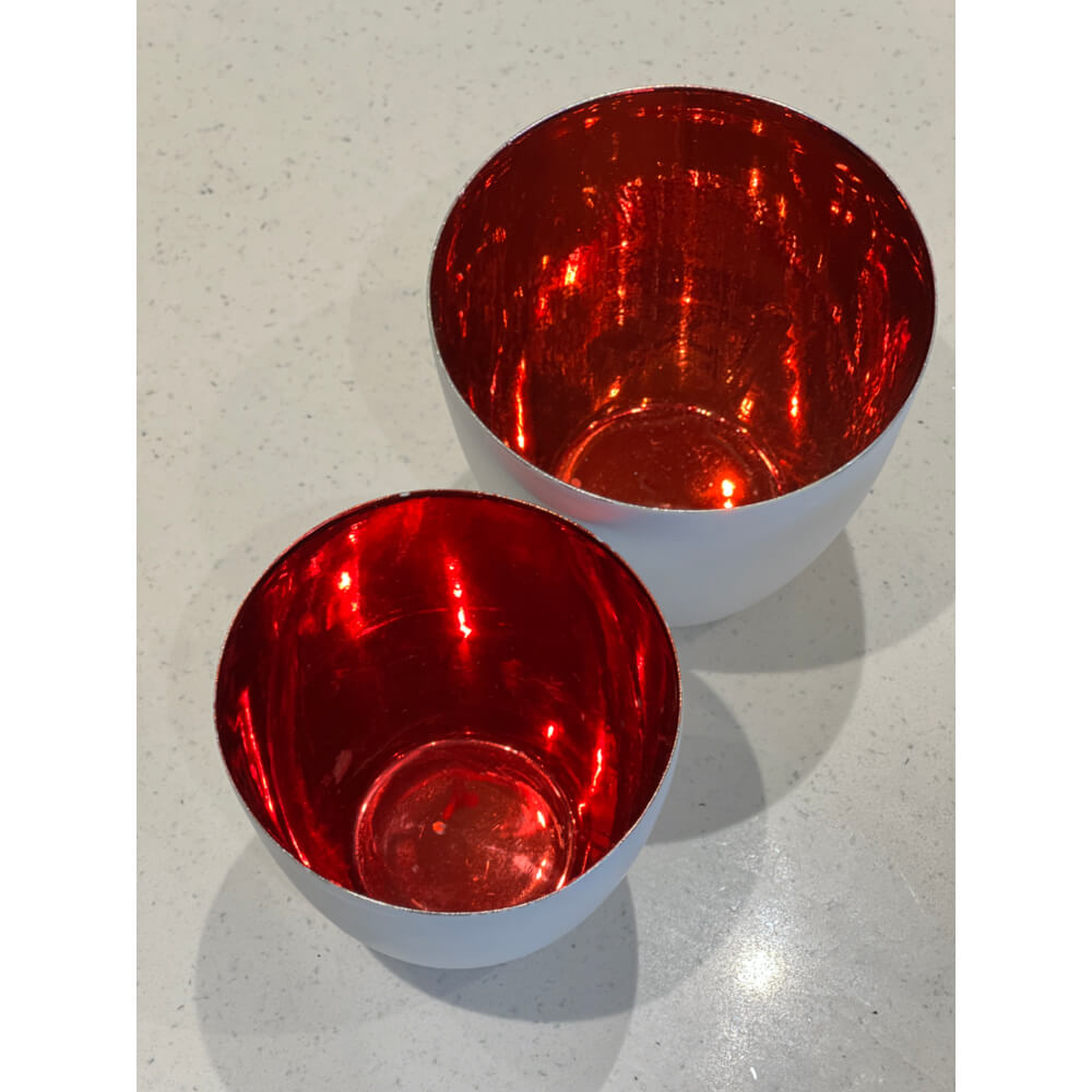 White & Red Porcelain Tea light Holder