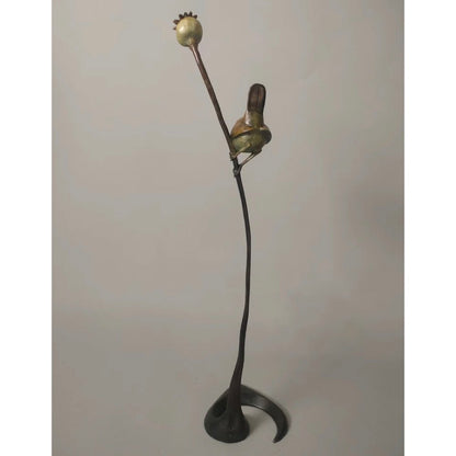 Wren on a Poppy | Limited Edition 250 Bronze Sculpture