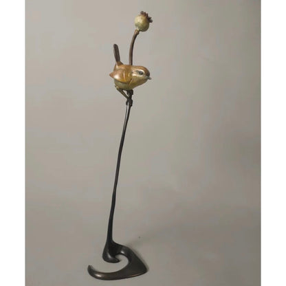Wren on a Poppy | Limited Edition 250 Bronze Sculpture