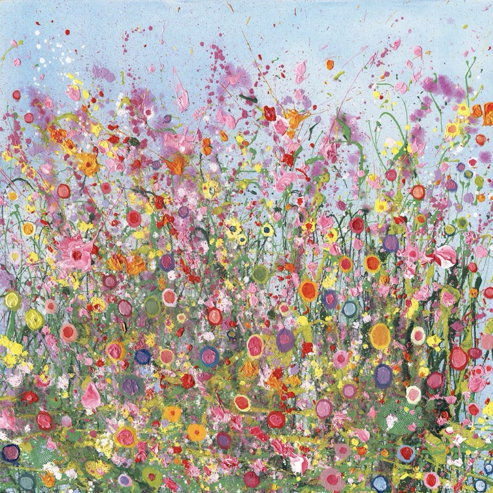 Brightly coloured flower print.