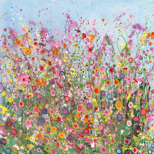 Brightly coloured flower print.