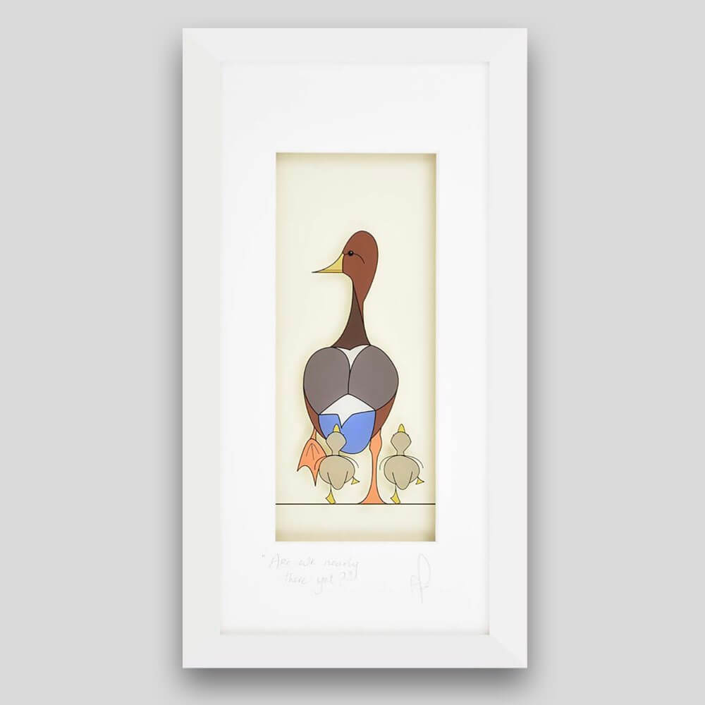 Framed print of a duck and two little ducklings