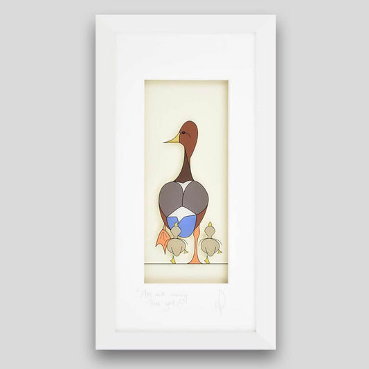 Framed print of a duck and two little ducklings