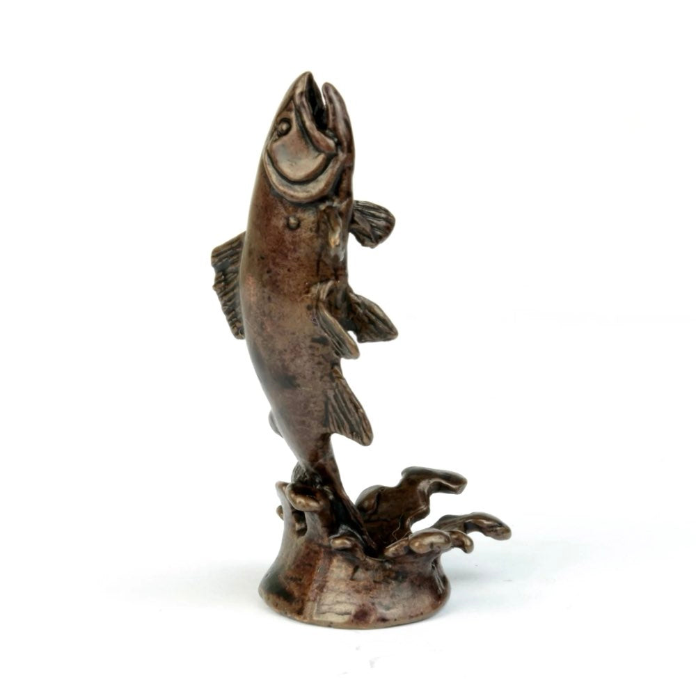 Bonsai bronze salmon leaping 