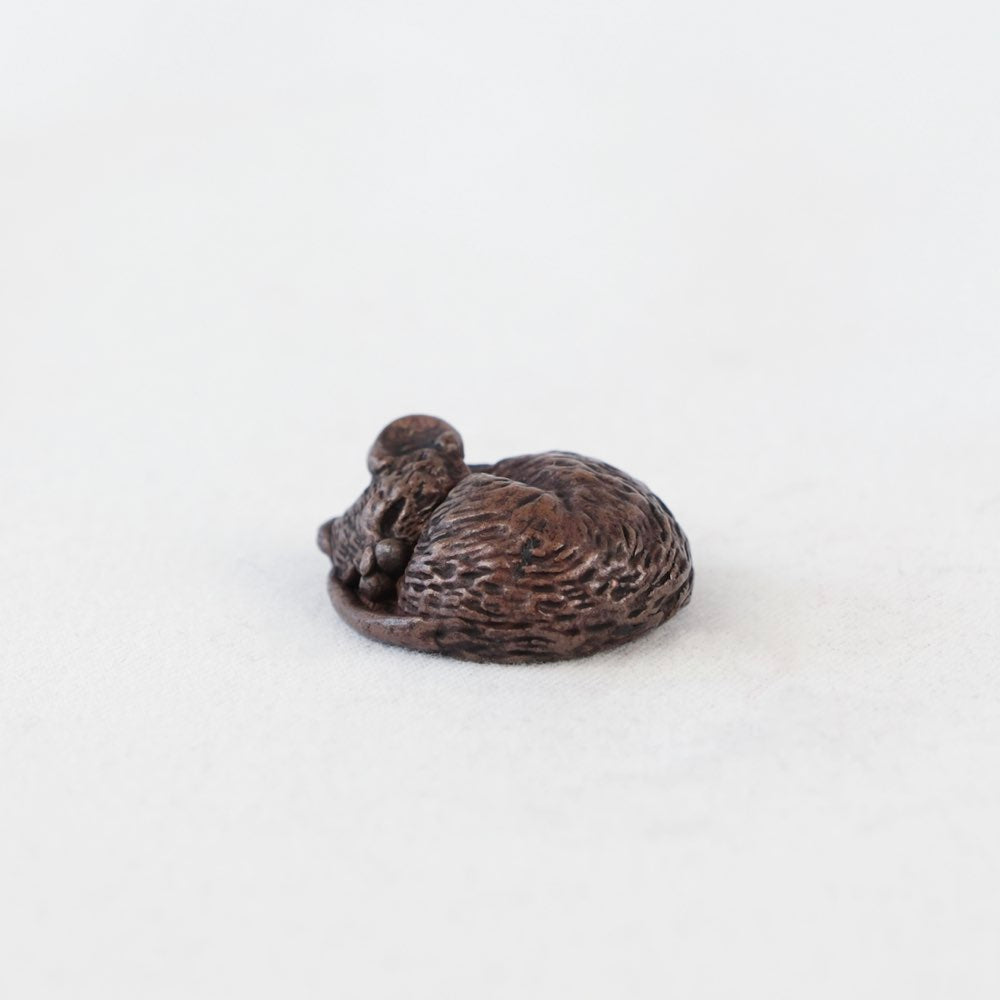 Bonsai bronze sleeping curled up mouse by David Meredith 