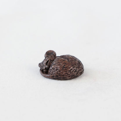Bonsai bronze sleeping curled up mouse by David Meredith 