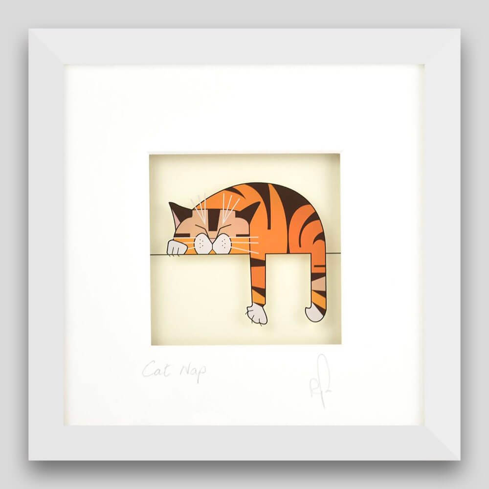 Framed print of ginger sleeping cat 