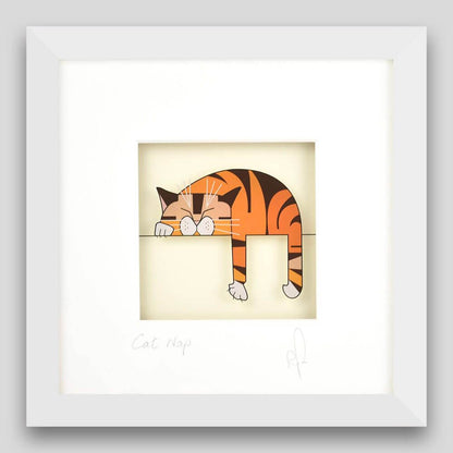 Framed print of ginger sleeping cat 