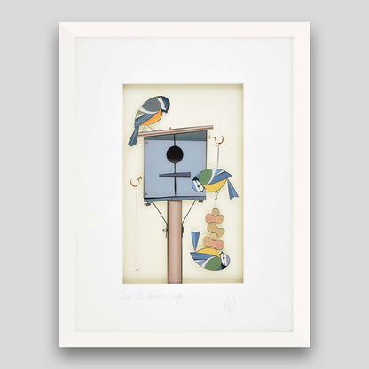 Framed print of birds in a birdhouse