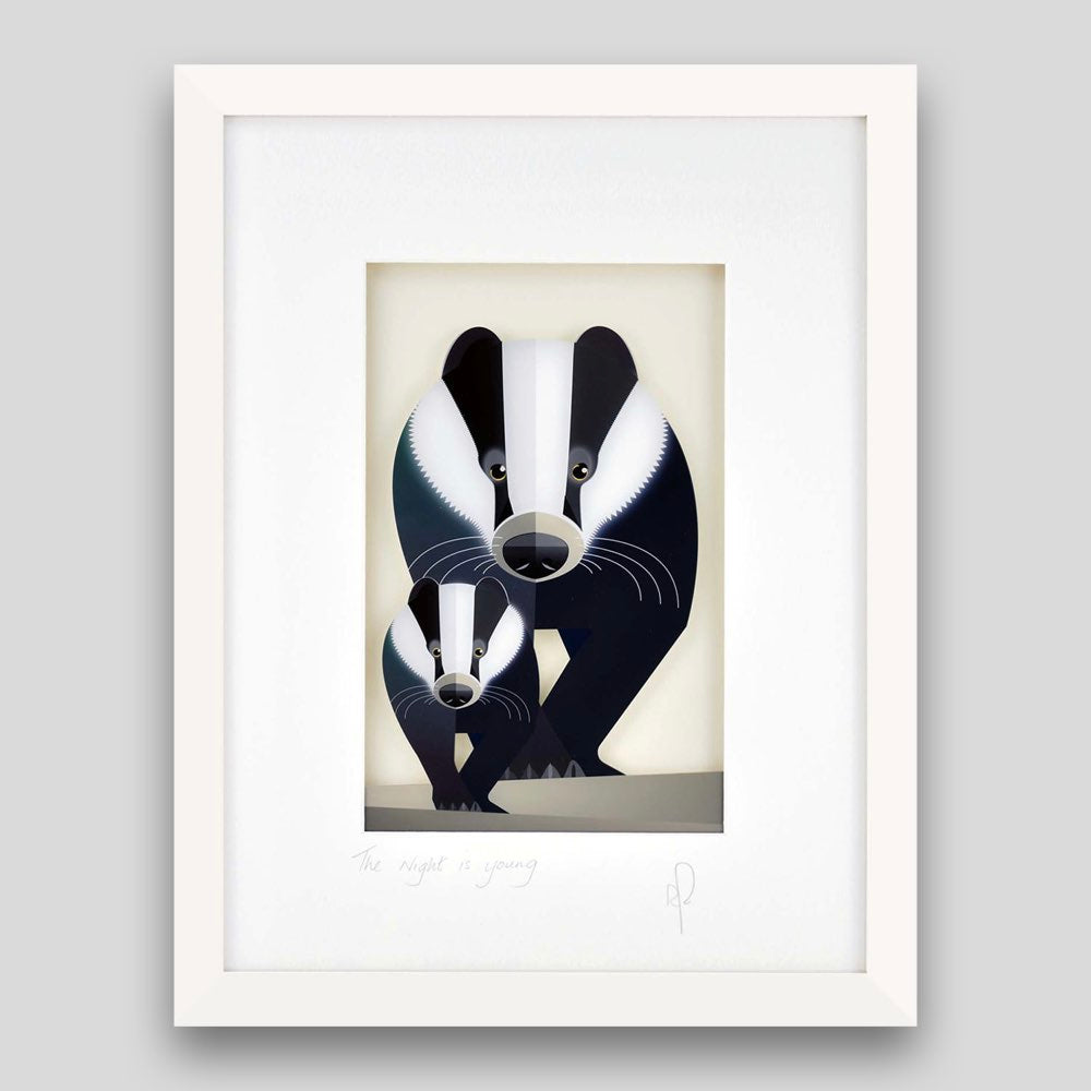 Framed print of a badger 