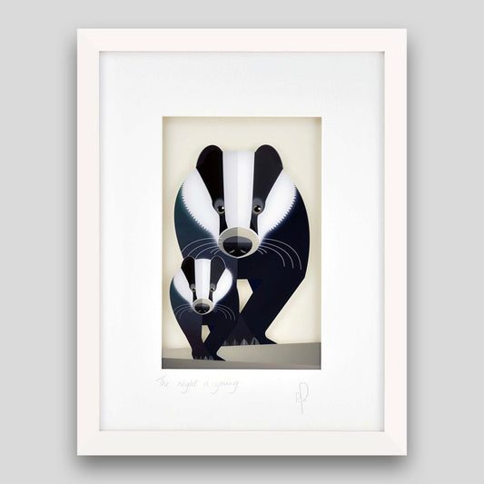 Framed print of a badger 