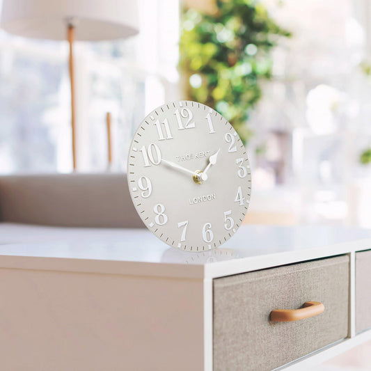 6" Arabic Mantel Clock | Dove Grey