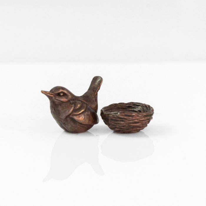 Wren In Nest | Solid Bonsai Bronze