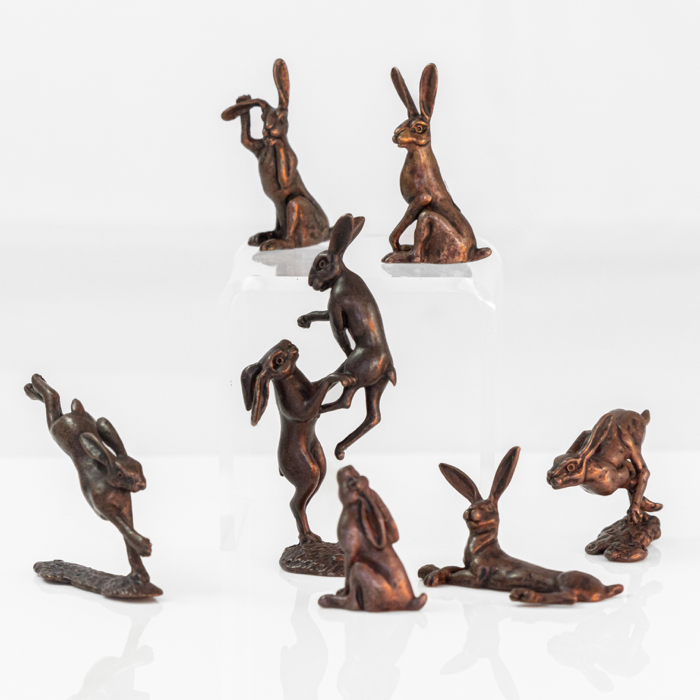 Boxing Hares | Solid Bonsai Bronze