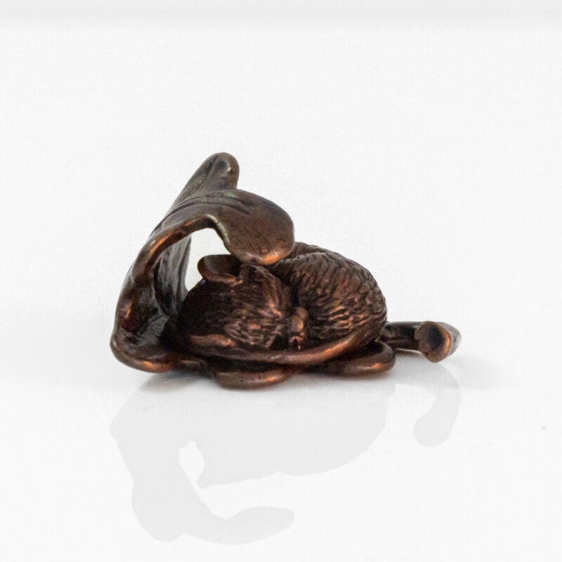 Mouse Sleeping in Oak Leaf | Bonsai Bronze | Red Lobster Gallery | Sheringham 