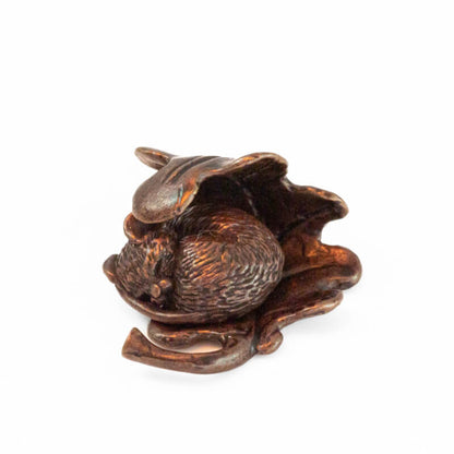 Mouse Sleeping in Oak Leaf | Bonsai Bronze | Red Lobster Gallery | Sheringham 