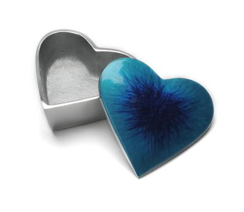 Brushed Blue Heart Box