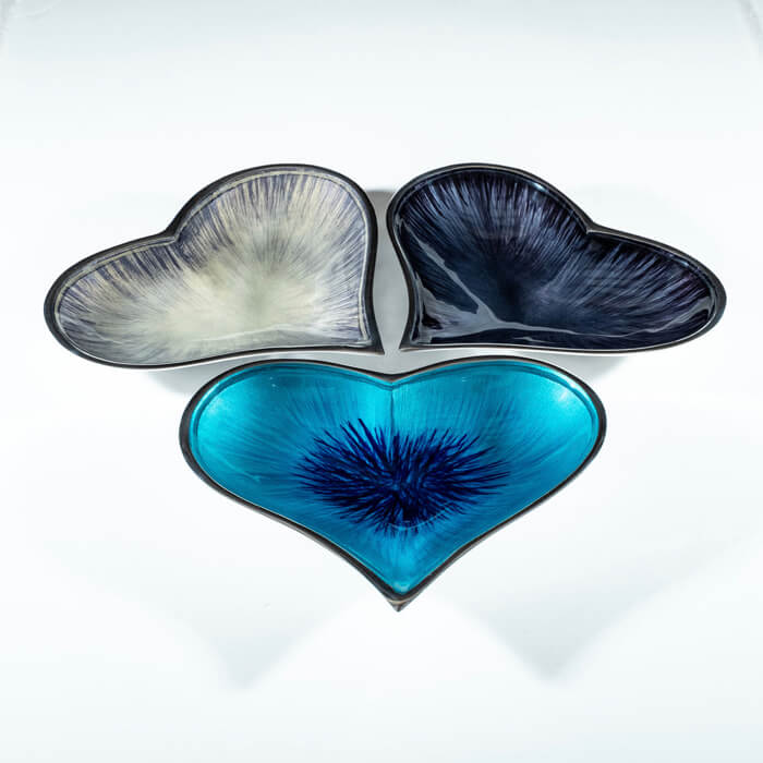Brushed Blue Heart Dish Small