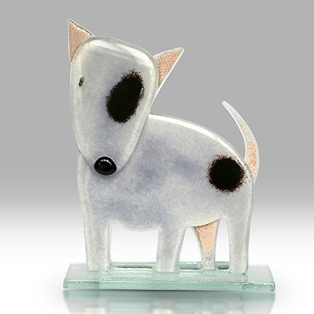 Charcoal Bull Terrier Glass Dog
