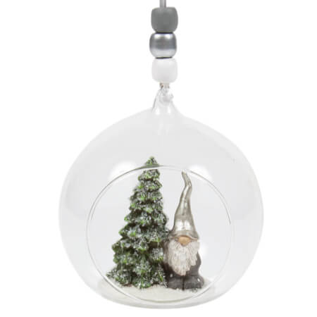 Hanging Glass Ball w/Santa Fritte