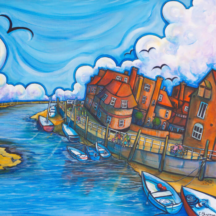 Blakeigham Crabbing at Blakeney Quay - Norfolk Art Card - Emily Chapman – Red ...