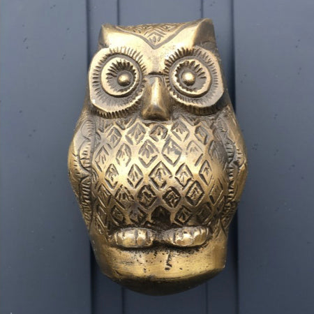 Door Knocker | Baby Owl Antique Brass
