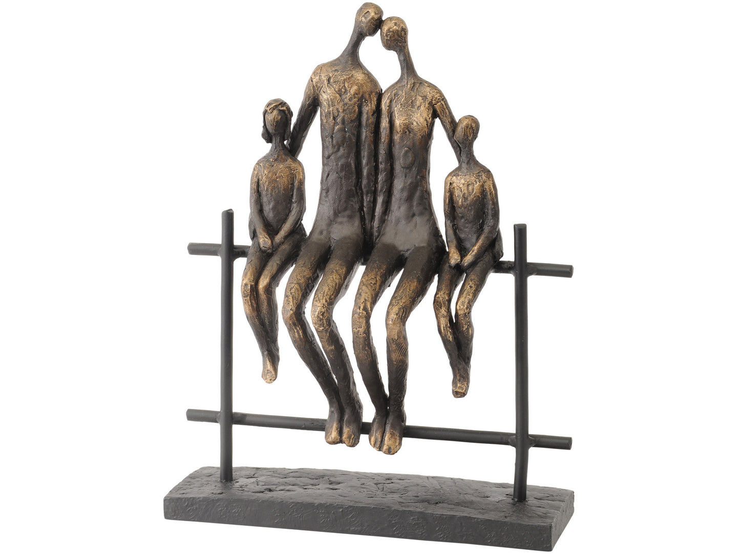 Family of Four on Bench Sculpture