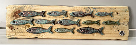Medium Shoal 12 Fish | Light Wood