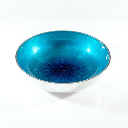 Brushed Blue Fruit Bowl 25cm
