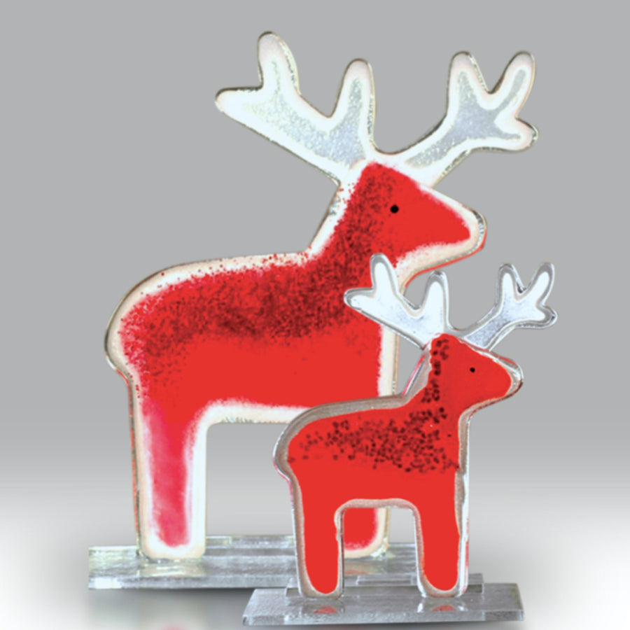 Fused Glass Red Reindeer