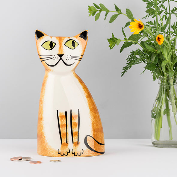 Ginger Tabby Cat Money Box