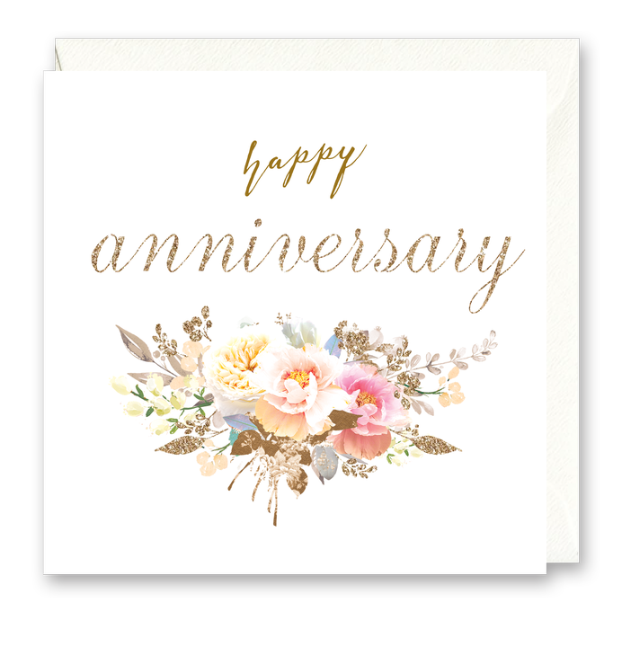 Happy Anniversary with Floral Heart | Card