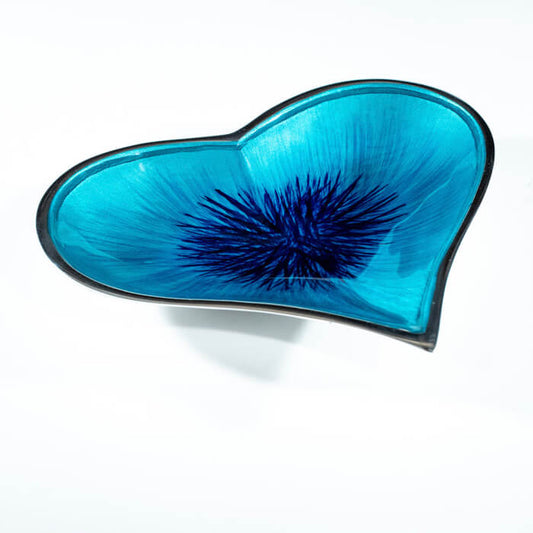 Brushed Blue Heart Dish Large