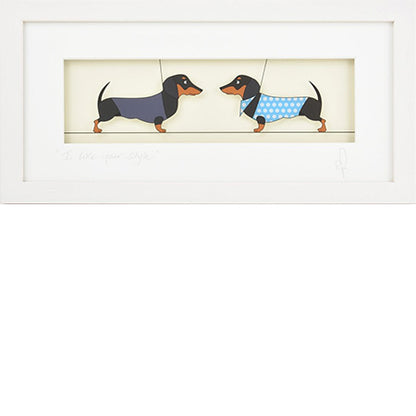 Painted glass wall art with two dogs