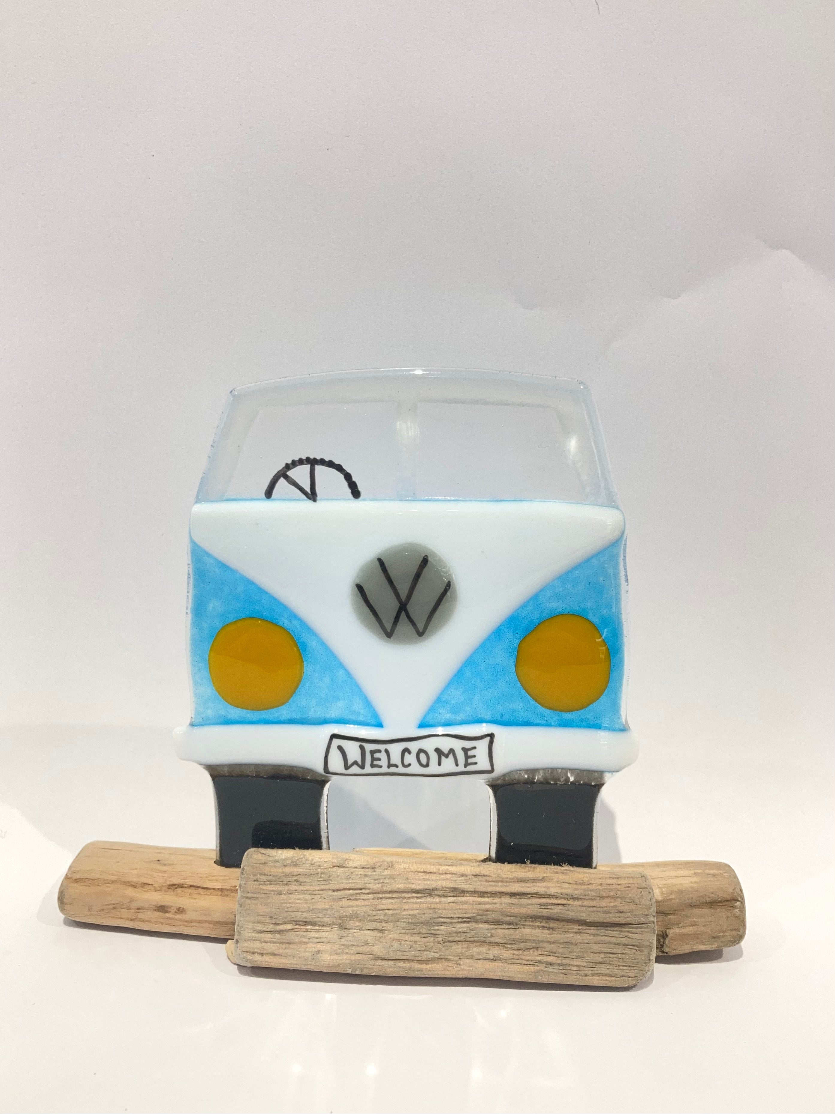 VW Campervan Fused Glass Sculpture