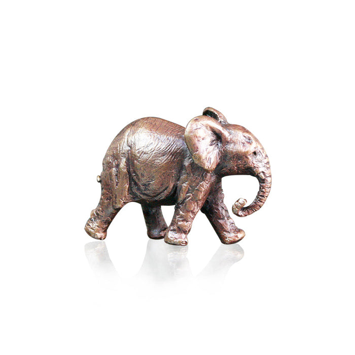 Miniature Bronze Elephant with Trunk Down