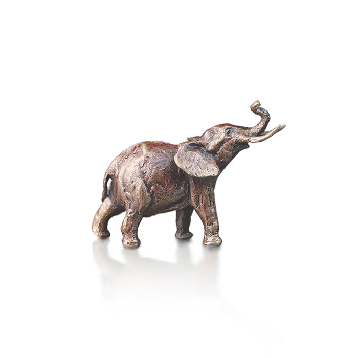 Miniature Bronze Elephant with Trunk Up